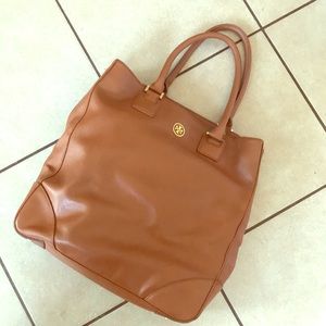Genuine large Tory Burch tote in cognac brown